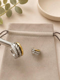 DY Inspired Two Tone Mini Hoops Huggies Earrings